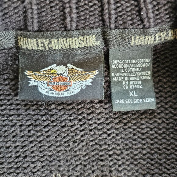 Harley Davidson Black Knit Jacket Women's Full Zip Ribbed Collar XL - Picture 7 of 9